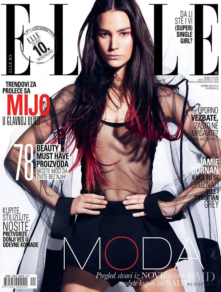 Mijo Mihaljcic featured on the Elle Serbia cover from February 2015