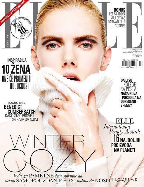 Anouk Sanders featured on the Elle Serbia cover from January 2015