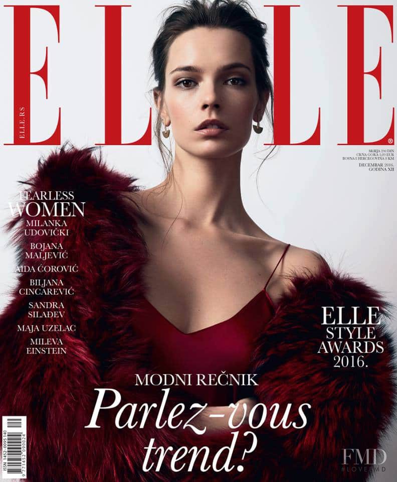 Mina Cvetkovic featured on the Elle Serbia cover from December 2016