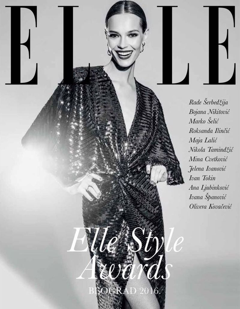 Mina Cvetkovic featured on the Elle Serbia cover from December 2016