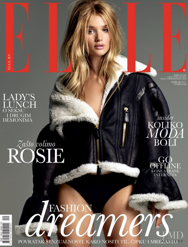 Rosie Huntington-Whiteley featured on the Elle Serbia cover from February 2017