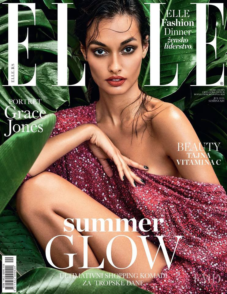 Gizele Oliveira featured on the Elle Serbia cover from July 2018