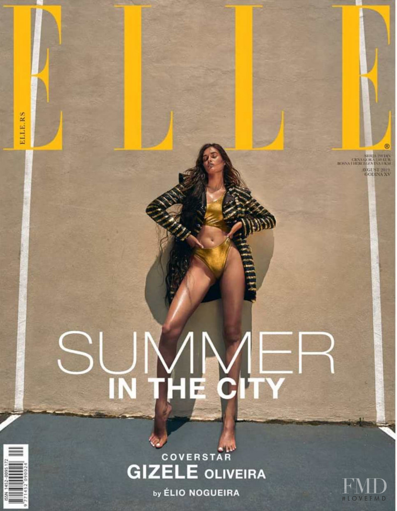 Gizele Oliveira featured on the Elle Serbia cover from August 2019