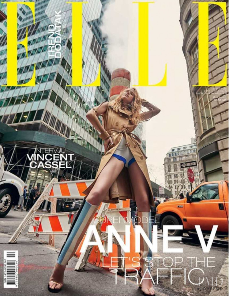 Anne Vyalitsyna featured on the Elle Serbia cover from March 2019