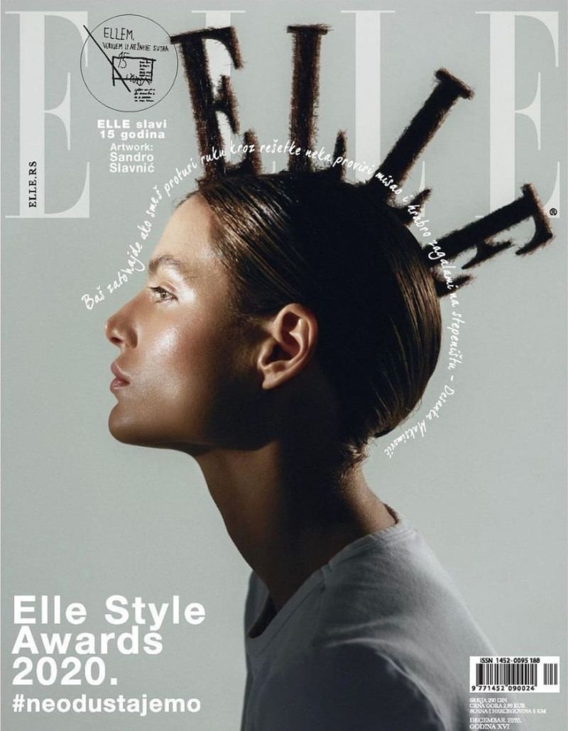 Emilia Vucinic featured on the Elle Serbia cover from December 2020