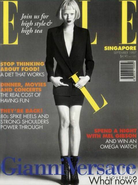 Karen Elson featured on the Elle Singapore cover from September 1997