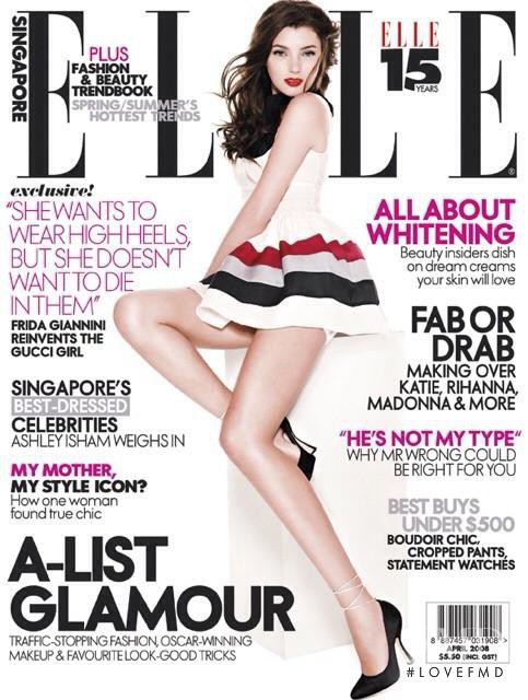 Juliana Serikova featured on the Elle Singapore cover from April 2008