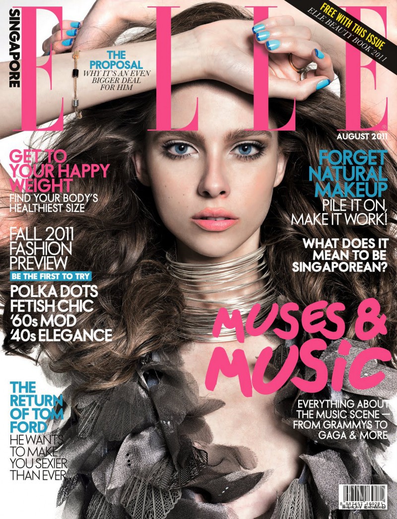 Anna Zasada featured on the Elle Singapore cover from August 2011