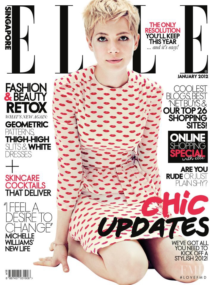 Michelle Williams featured on the Elle Singapore cover from January 2012