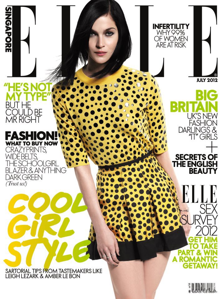 Leigh Lezark featured on the Elle Singapore cover from July 2012