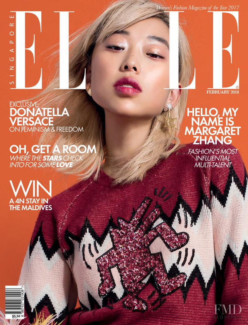 Margaret Zhang featured on the Elle Singapore cover from February 2018