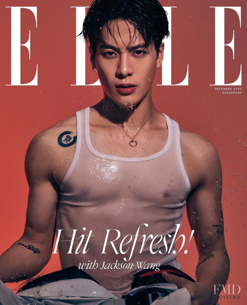 Jackson Wang featured on the Elle Singapore cover from December 2020