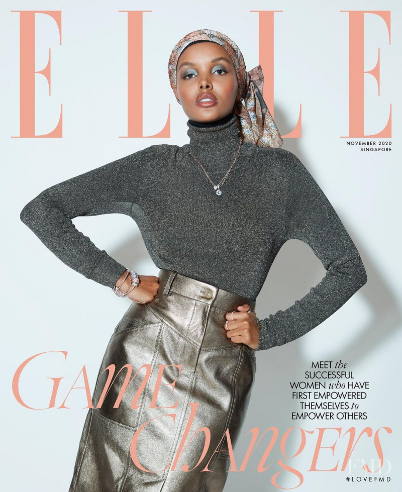 Halima Aden featured on the Elle Singapore cover from November 2020