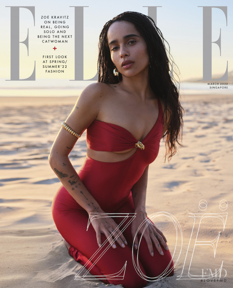 Zoë Kravitz  featured on the Elle Singapore cover from March 2022