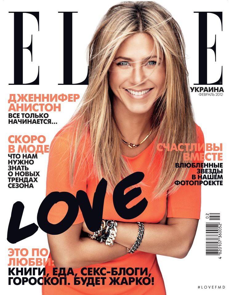 Jennifer Aniston featured on the Elle Ukraine cover from February 2012
