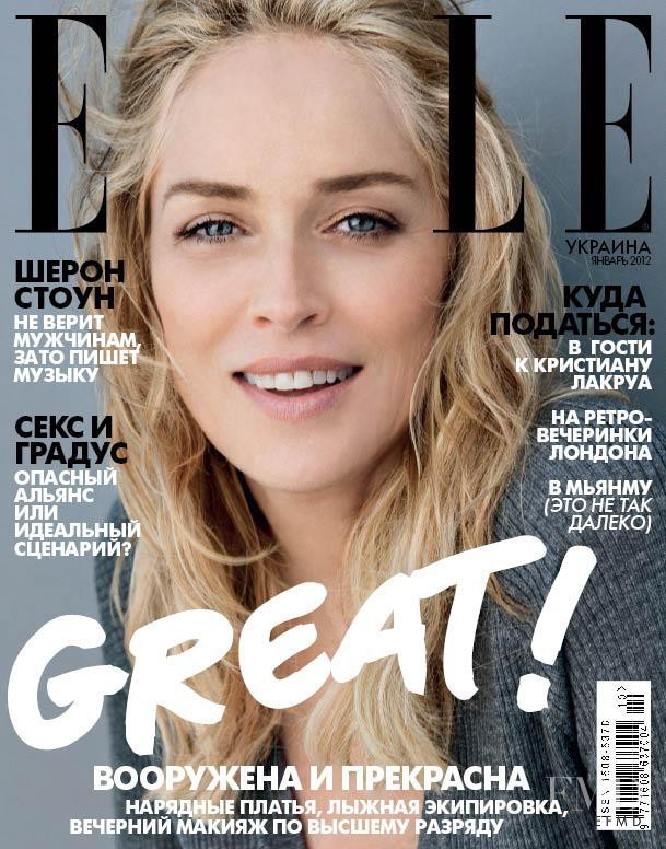Sharon Stone featured on the Elle Ukraine cover from January 2012