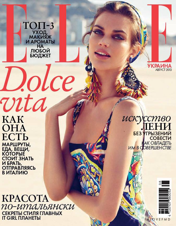 Rianne ten Haken featured on the Elle Ukraine cover from August 2013