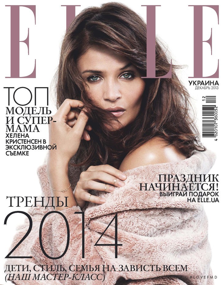 Helena Christensen featured on the Elle Ukraine cover from December 2013