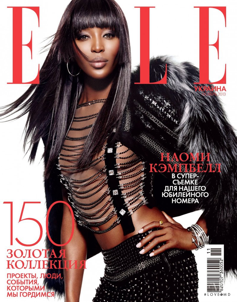 Naomi Campbell featured on the Elle Ukraine cover from November 2013