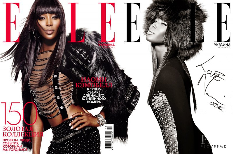 Naomi Campbell featured on the Elle Ukraine cover from November 2013