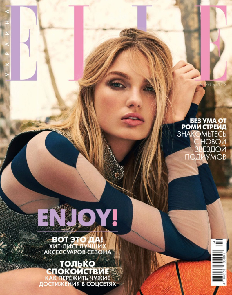 Romee Strijd featured on the Elle Ukraine cover from April 2018