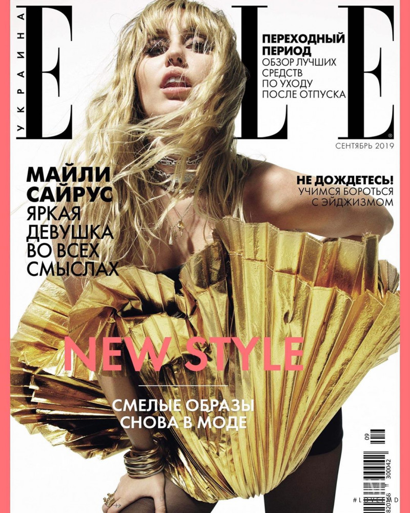 Miley Cyrus featured on the Elle Ukraine cover from September 2019