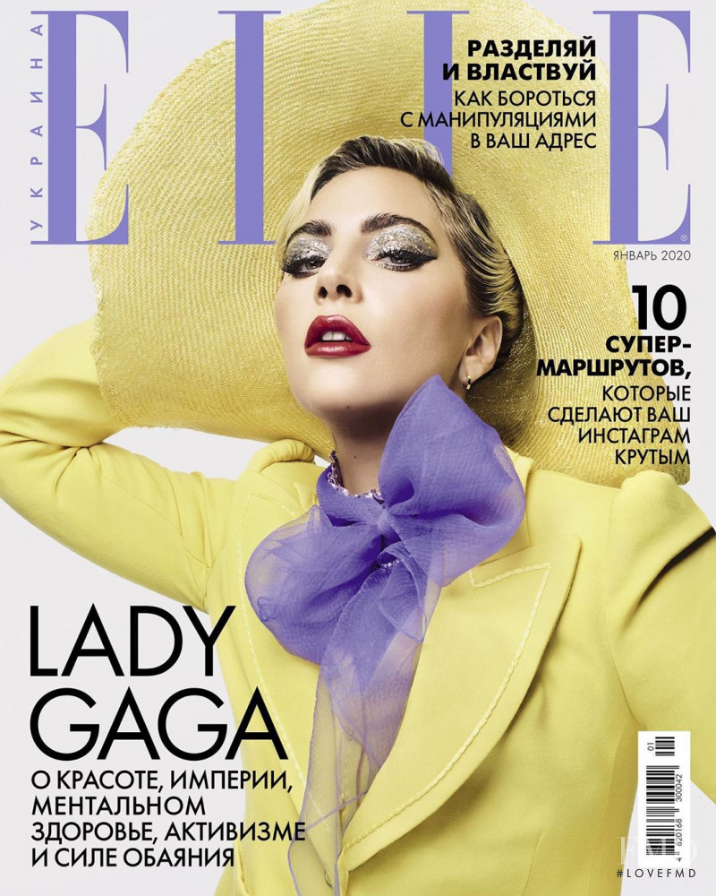 Lady Gaga featured on the Elle Ukraine cover from January 2020