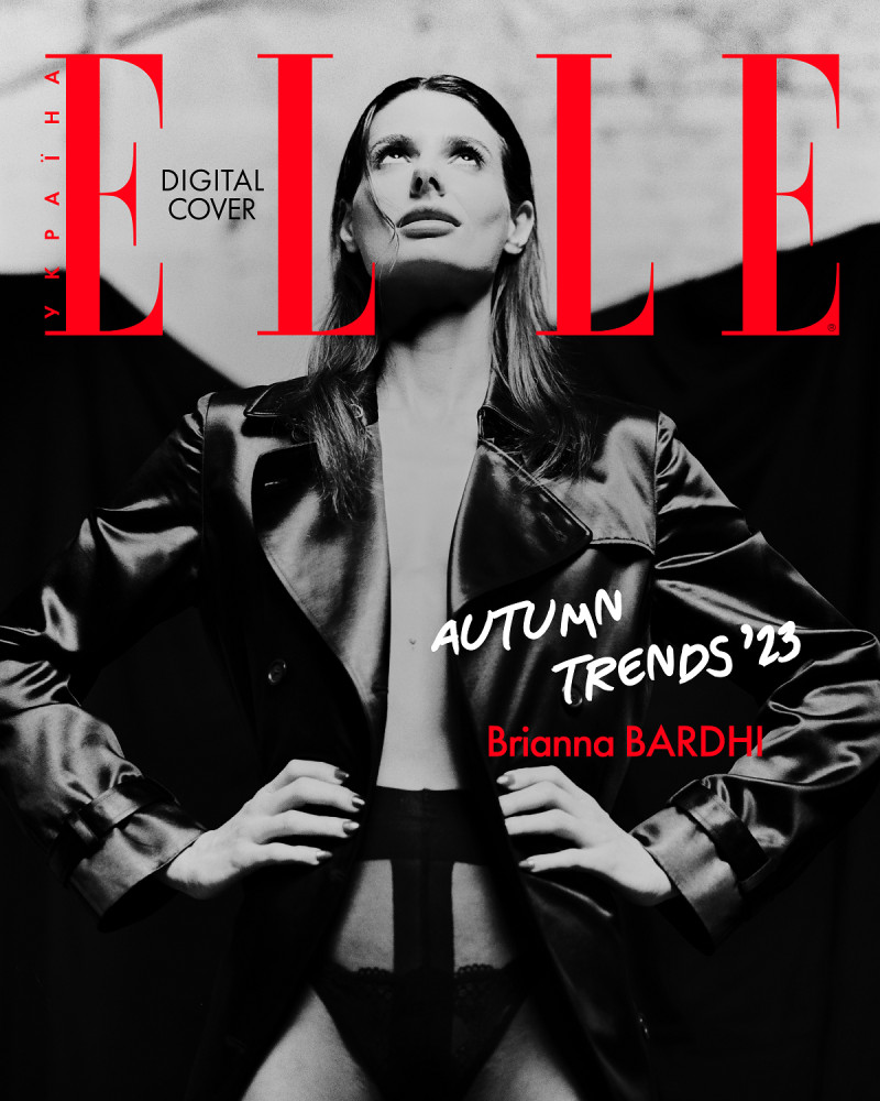 Brianna Bardhi featured on the Elle Ukraine cover from October 2023