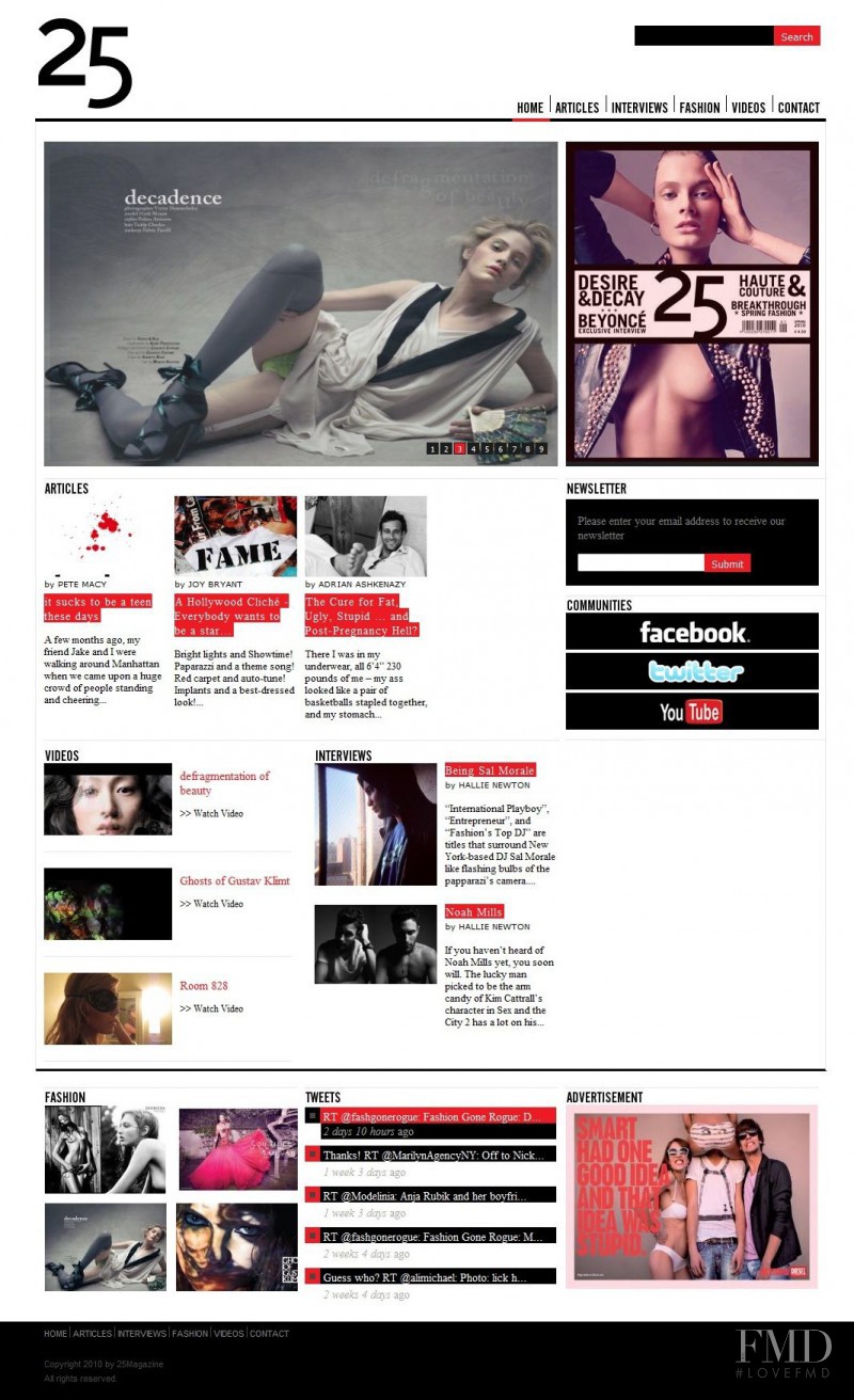  featured on the 25magazine.com screen from April 2010