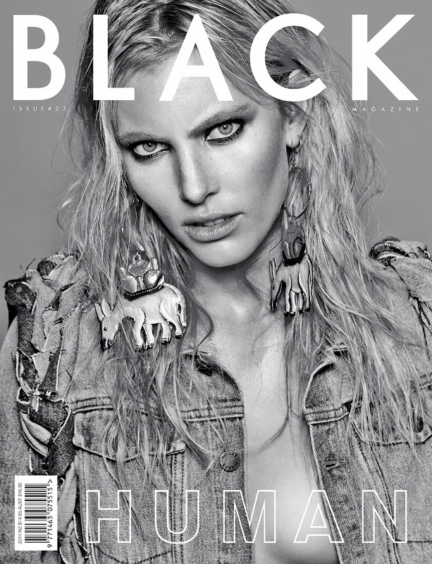 Emily Baker featured on the Black Magazine cover from June 2015
