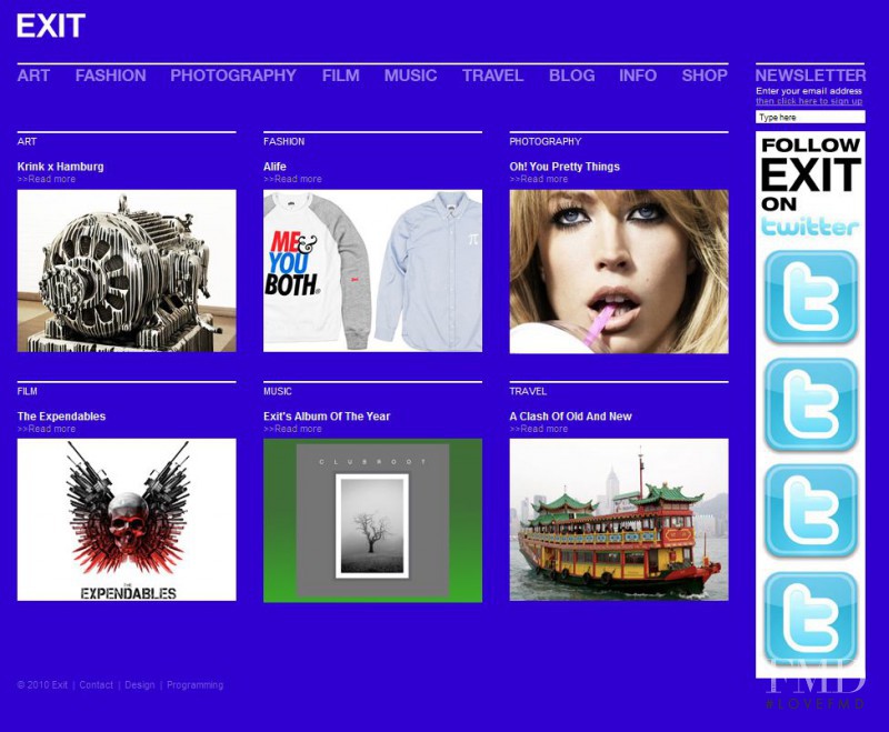  featured on the exitMagazine.co.uk screen from April 2010