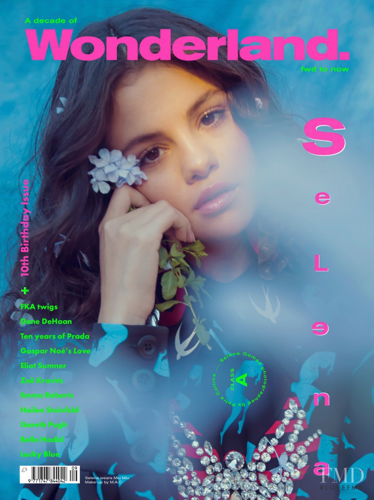 Selena Gomez featured on the Wonderland cover from September 2015