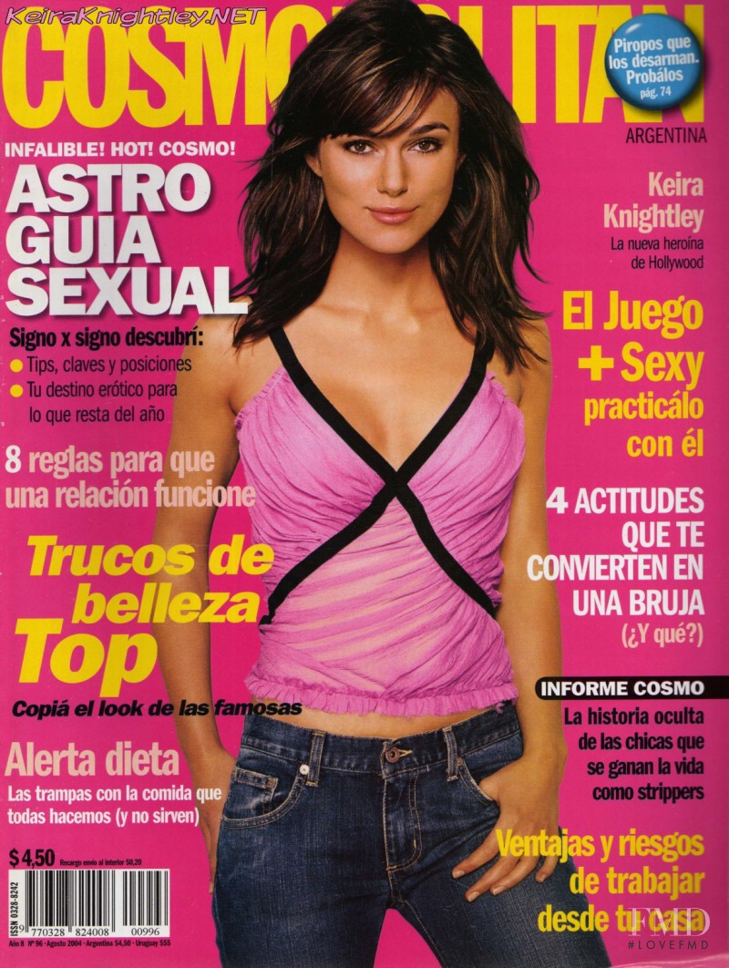 Keira Knightley featured on the Cosmopolitan Argentina cover from August 2004