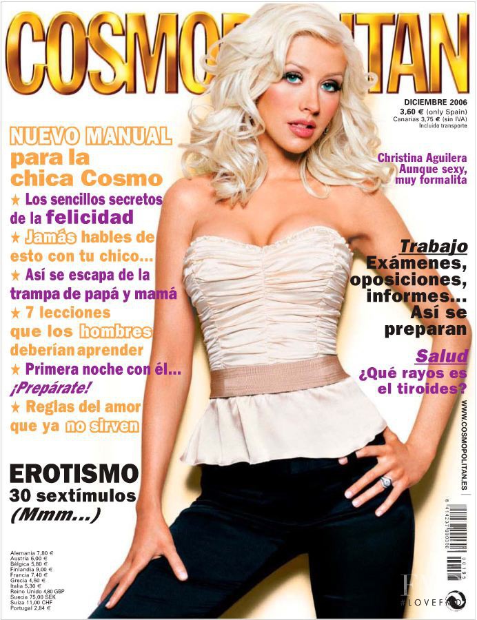 Christina Aguilera featured on the Cosmopolitan Spain cover from December 2006