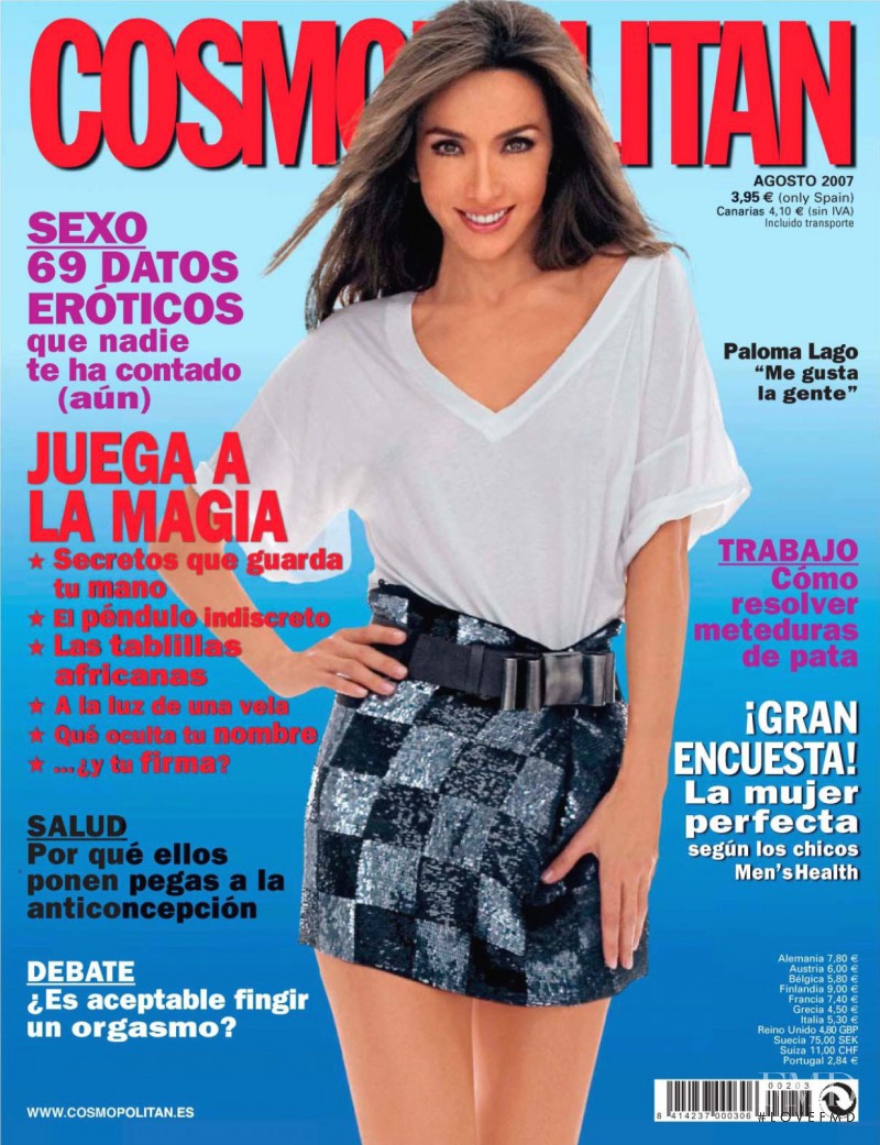 Paloma Lago featured on the Cosmopolitan Spain cover from August 2007