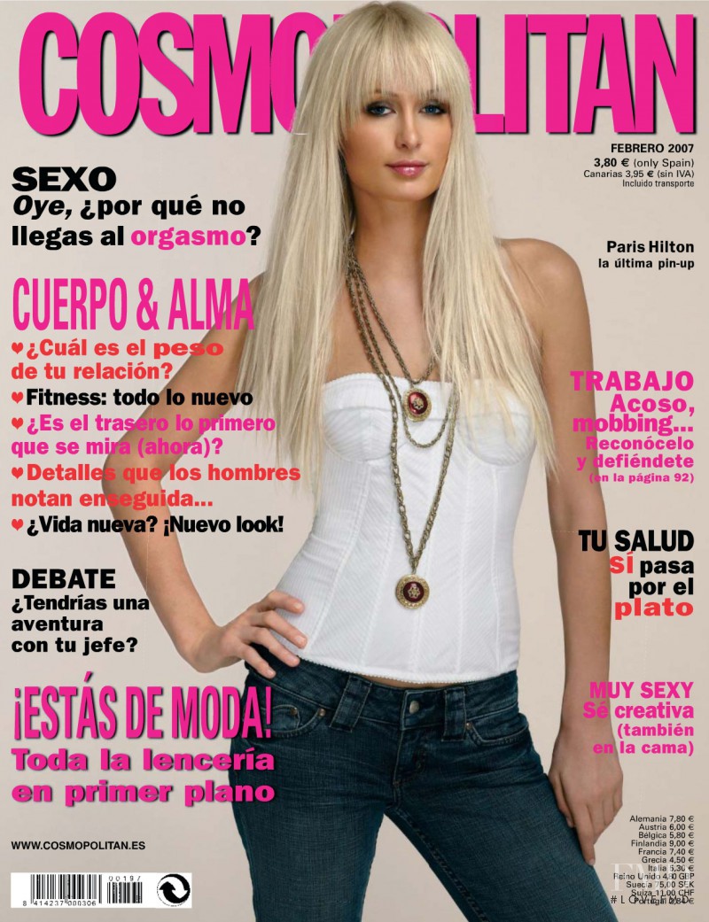 Paris Hilton featured on the Cosmopolitan Spain cover from February 2007