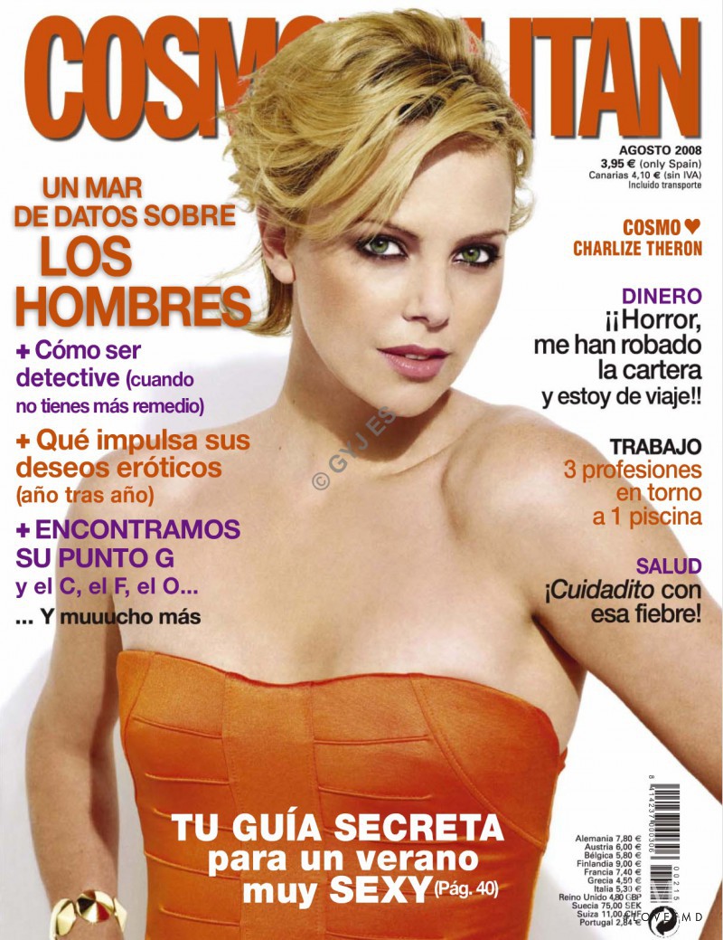 Charlize Theron featured on the Cosmopolitan Spain cover from August 2008