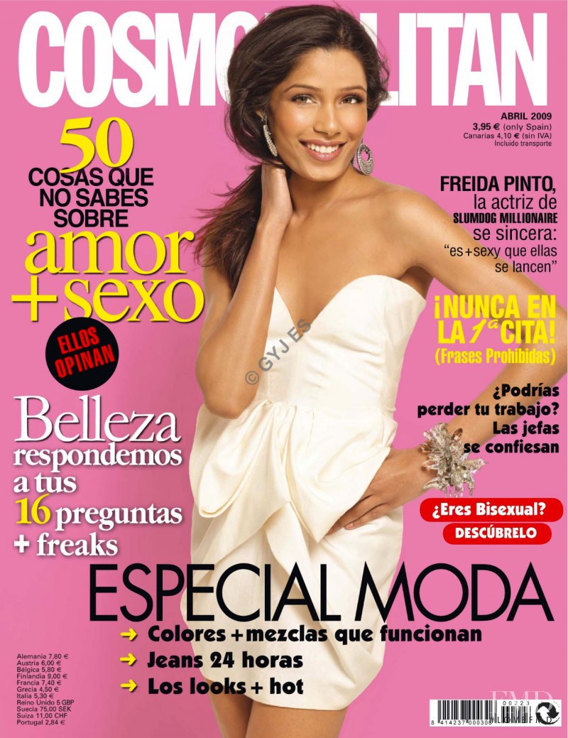 Freida Pinto featured on the Cosmopolitan Spain cover from April 2009