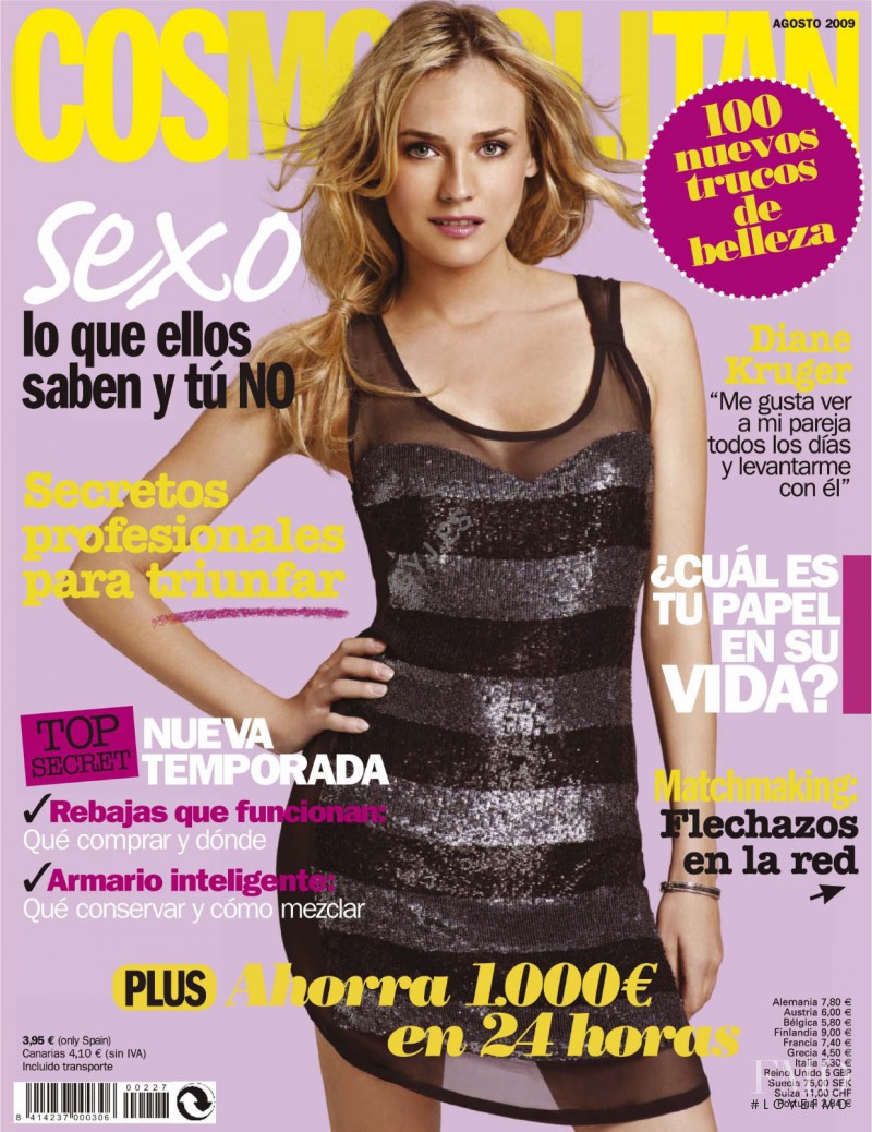 Diane Heidkruger featured on the Cosmopolitan Spain cover from August 2009
