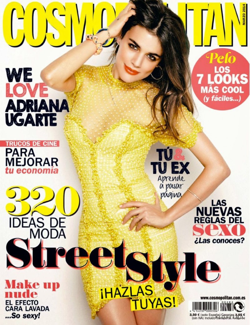 Adriana Ugarte featured on the Cosmopolitan Spain cover from March 2014