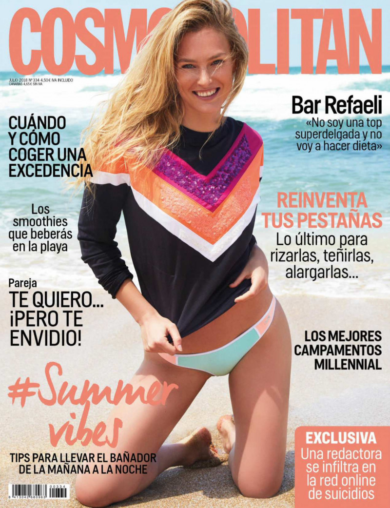 Bar Refaeli featured on the Cosmopolitan Spain cover from July 2018