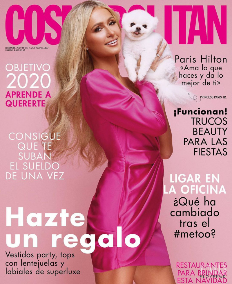 Paris Hilton featured on the Cosmopolitan Spain cover from December 2019