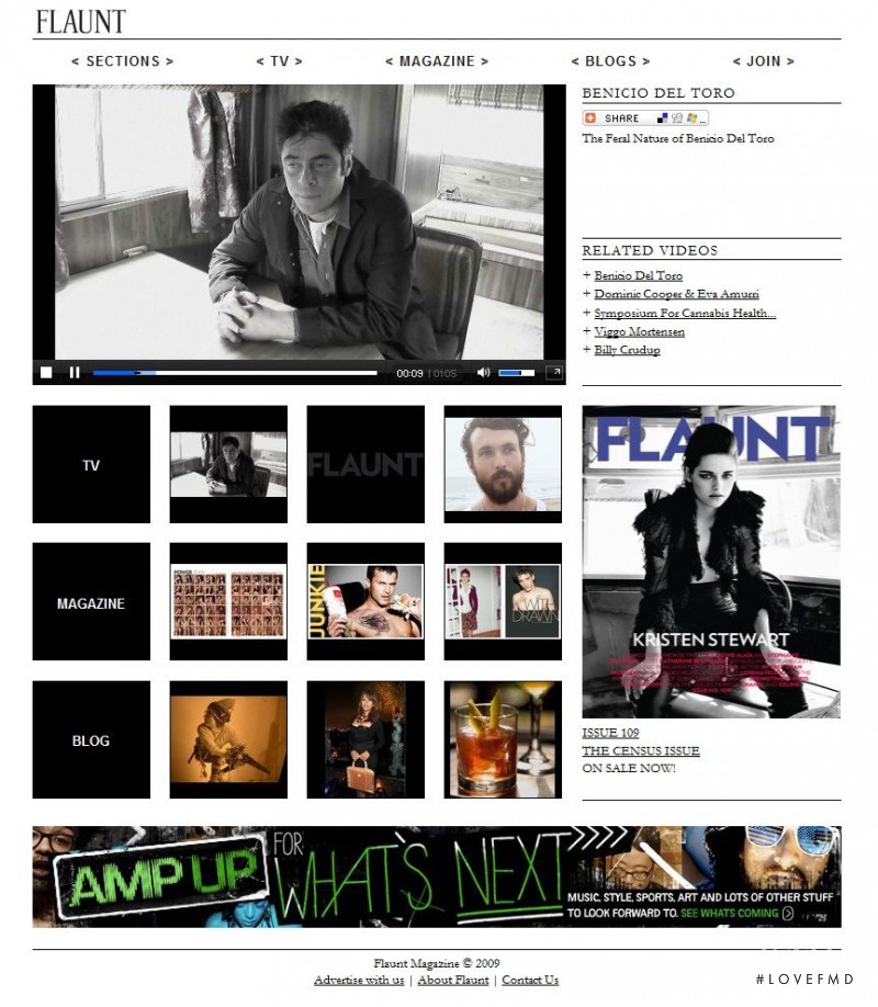  featured on the Flaunt.com screen from April 2010