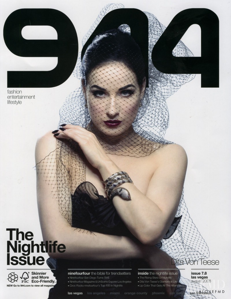 Diva Von Teese featured on the 944 cover from August 2008
