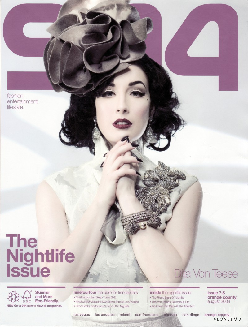 Dita Von Teese featured on the 944 cover from August 2008