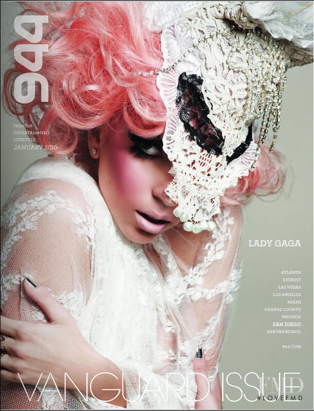 Lady Gaga featured on the 944 cover from January 2010
