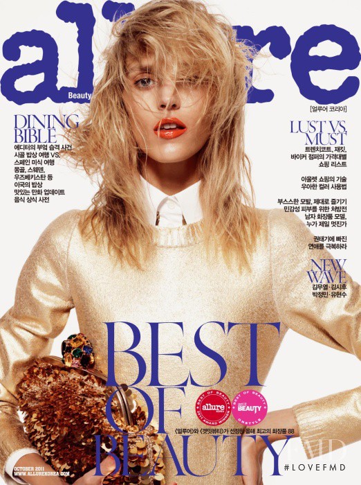 Anja Rubik featured on the Allure Korea cover from October 2011