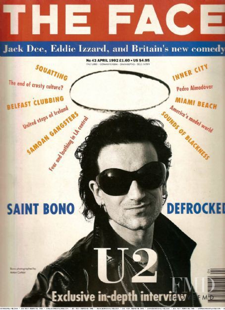 Bono featured on the The Face cover from April 1992