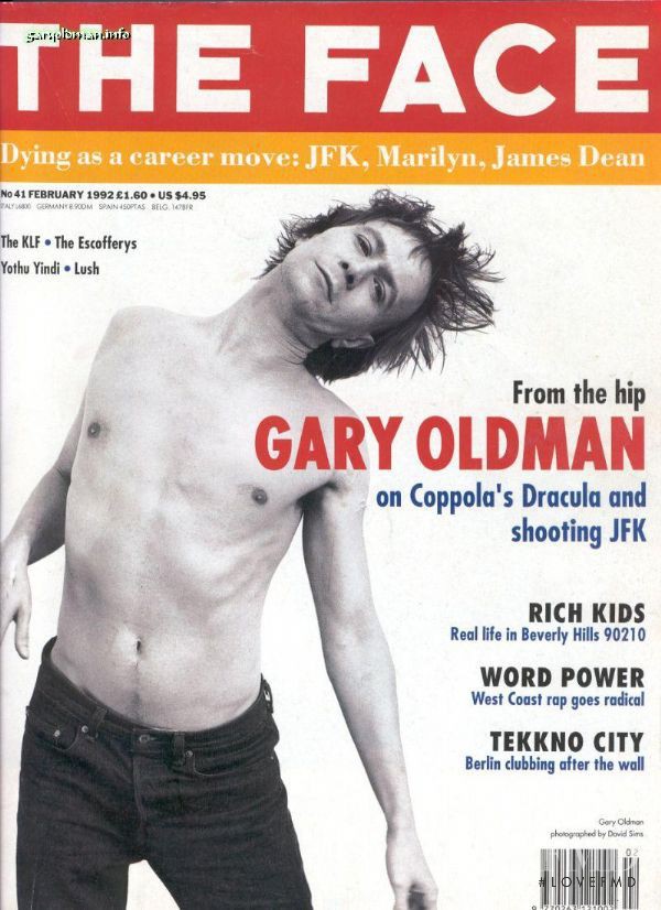 Gary Oldman featured on the The Face cover from February 1992