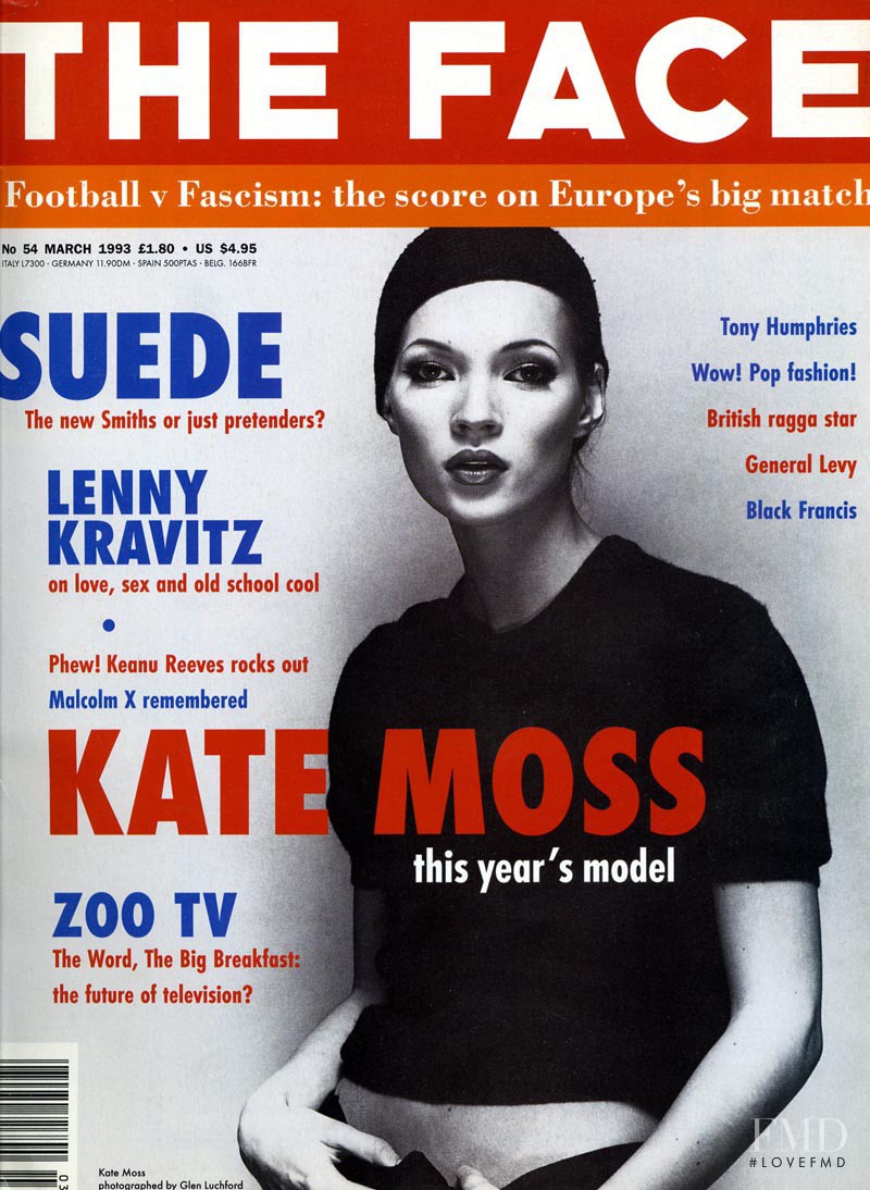 Kate Moss featured on the The Face cover from March 1993